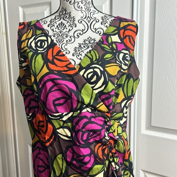 R & K Orginals Fit And Flare Rose Flower Bold Bright Dress 14 - Picture 2 of 6